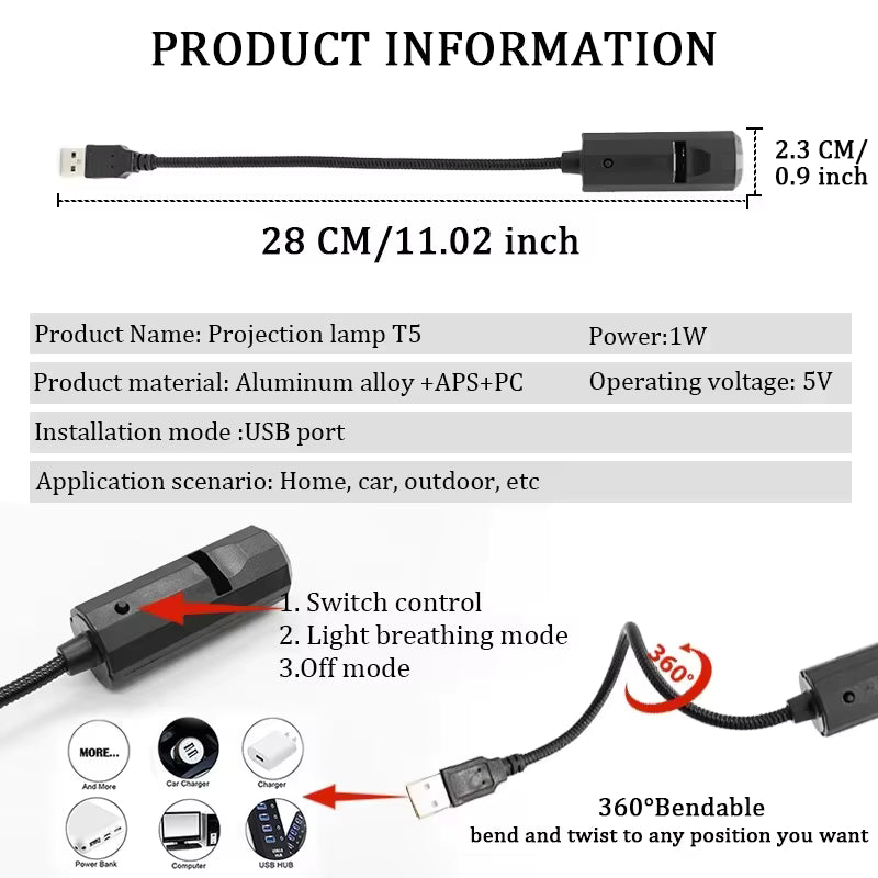 Mini USB Moon Light Projector
