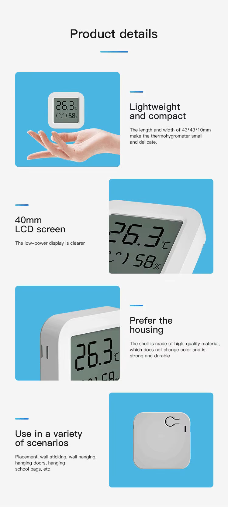 Smart LCD Temperature & Humidity Sensor