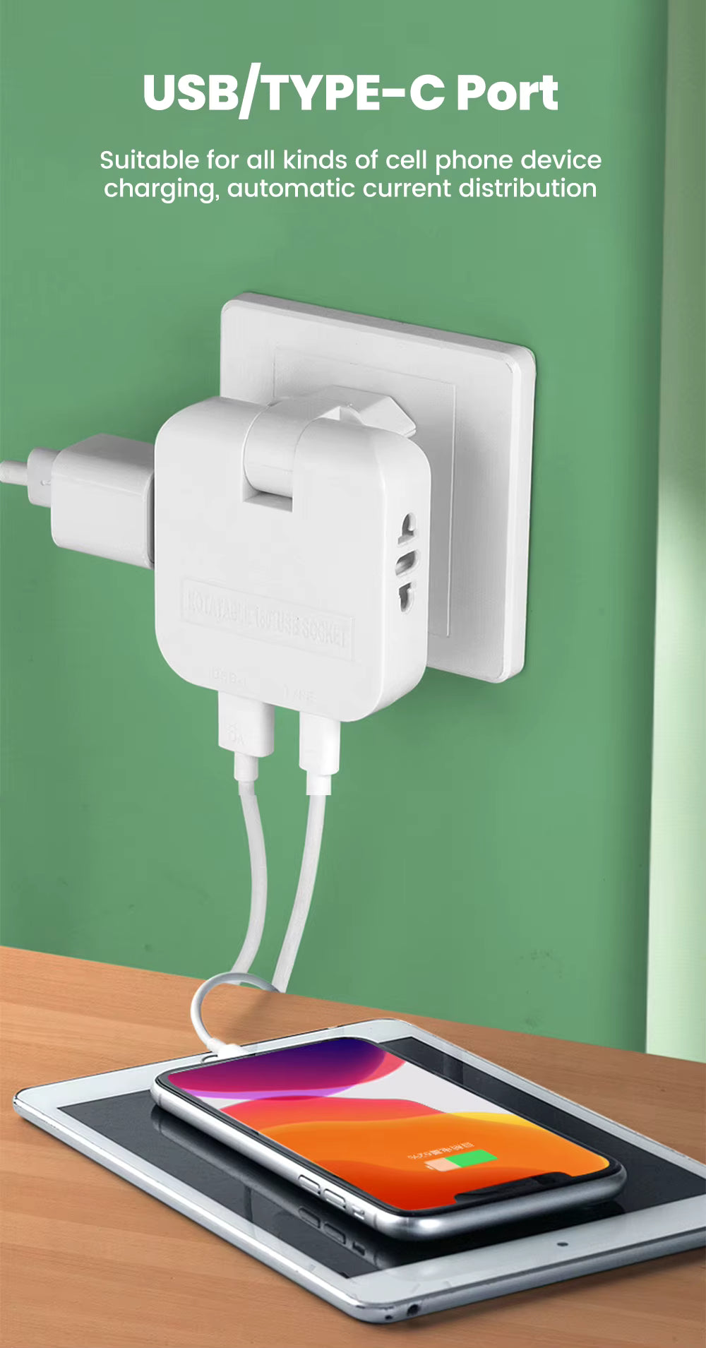 180° Rotatable EU Extension Socket (3-in-1)