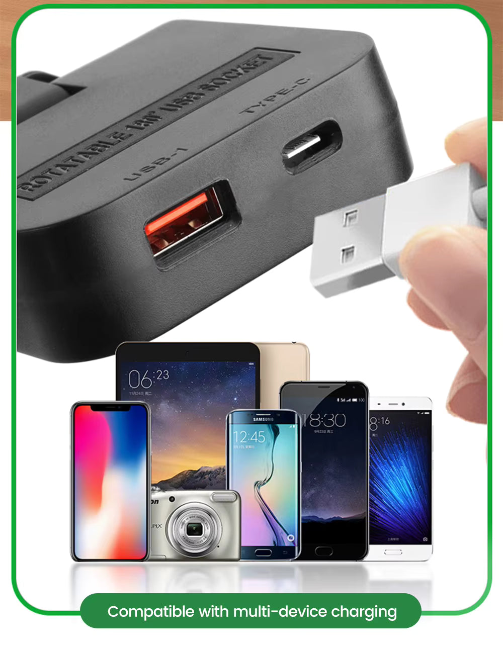 180° Rotatable EU Extension Socket (3-in-1)