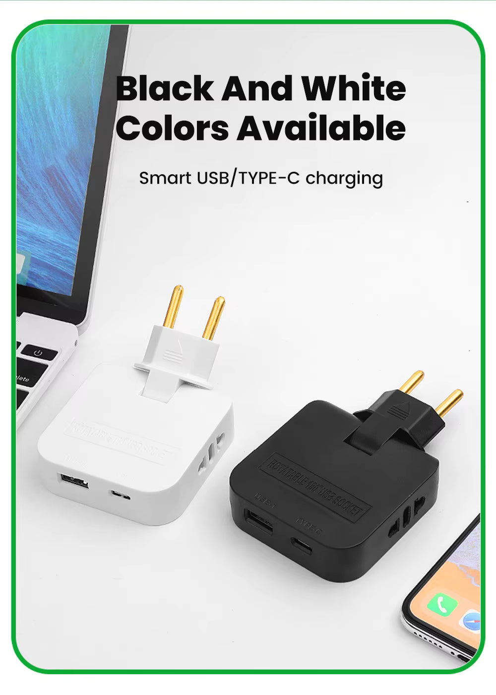 180° Rotatable EU Extension Socket (3-in-1)