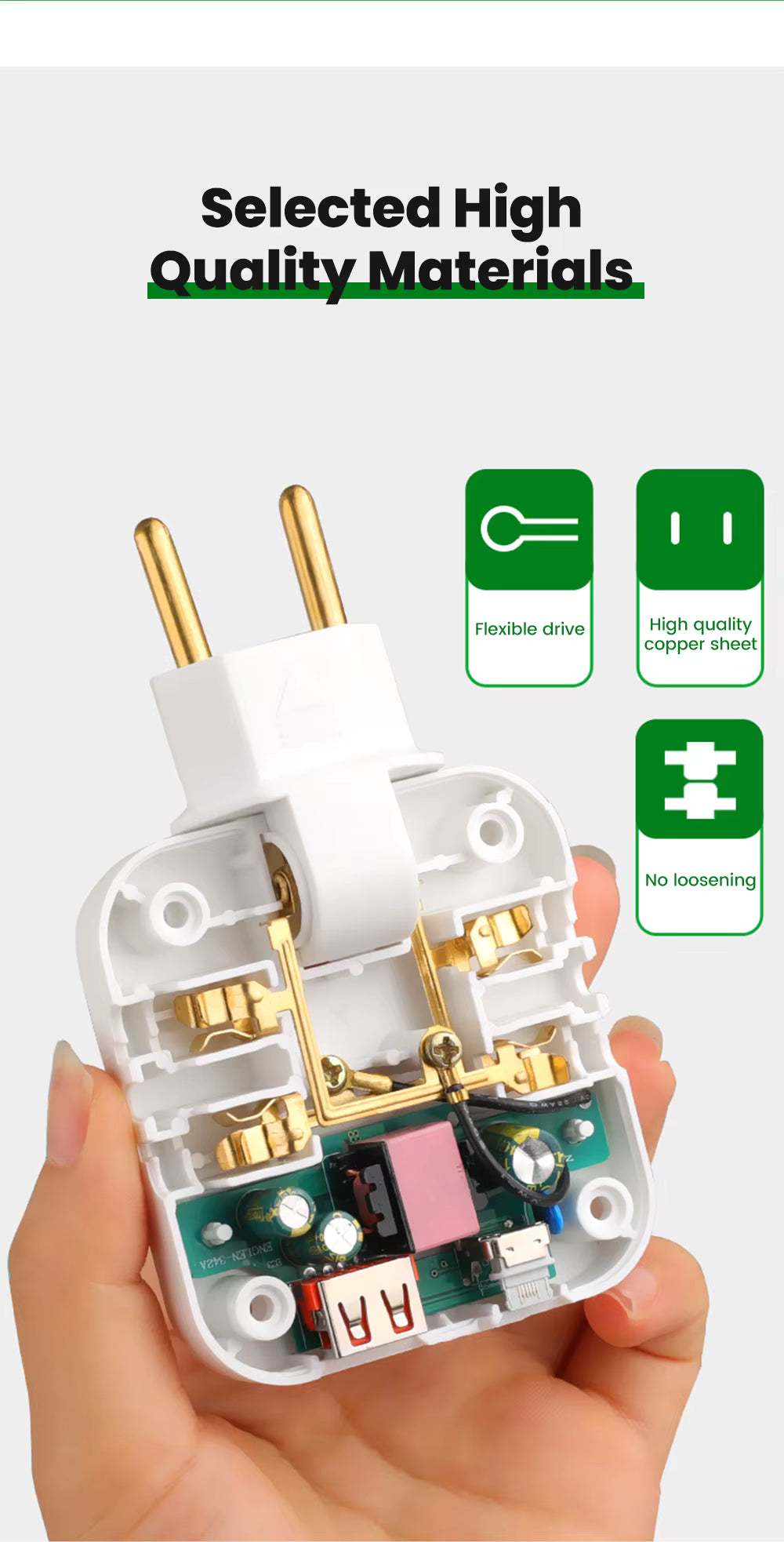 180° Rotatable EU Extension Socket (3-in-1)