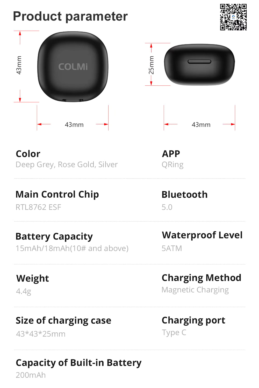 COLMI R10 Smart Ring with Charging Case
