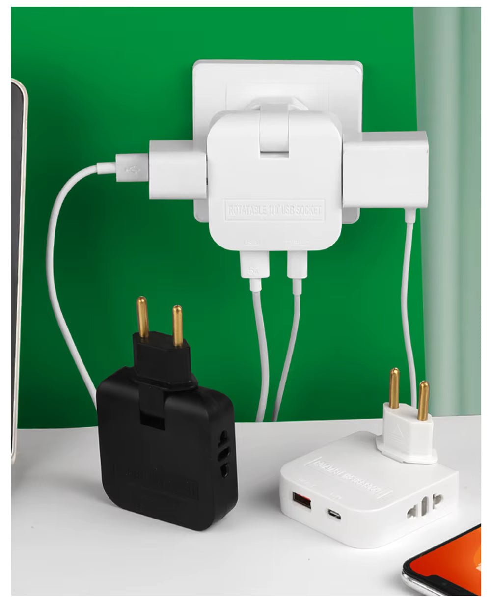 180° Rotatable EU Extension Socket (3-in-1)