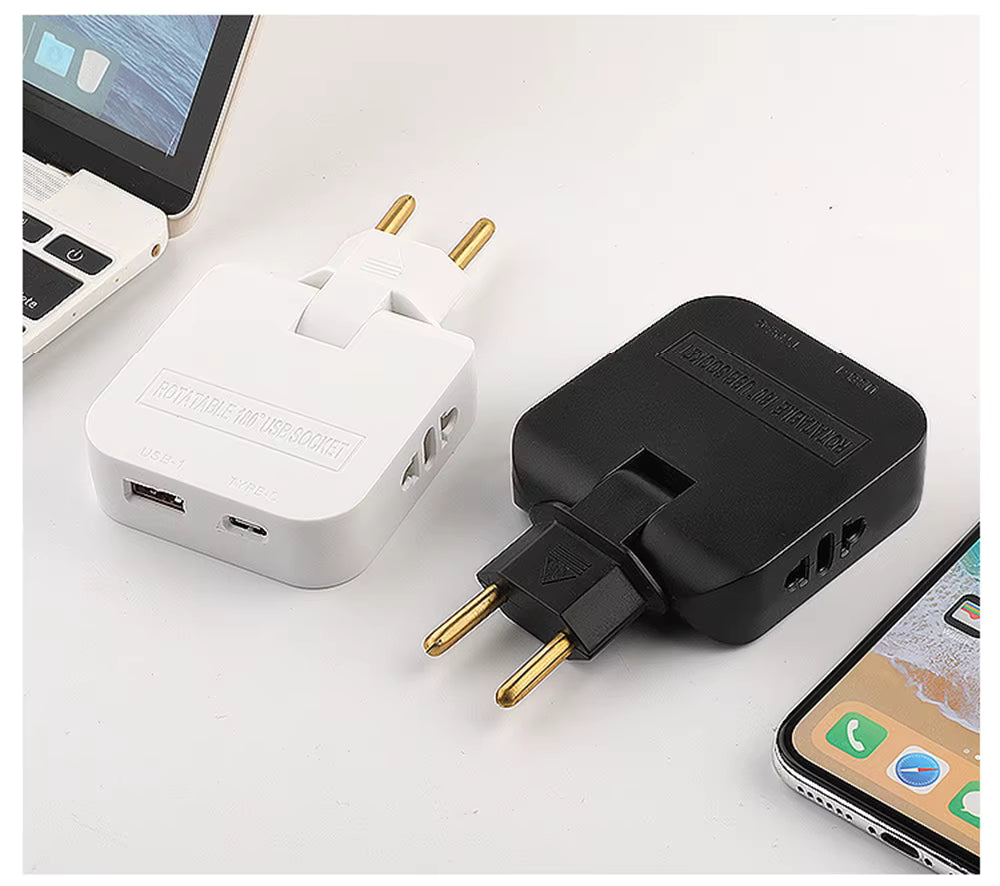180° Rotatable EU Extension Socket (3-in-1)