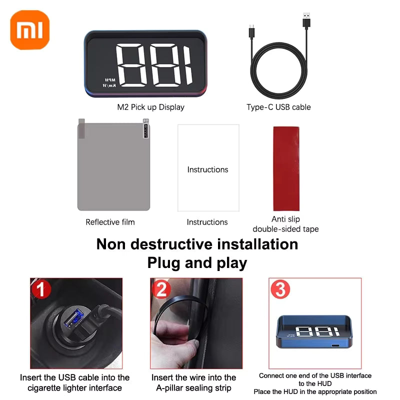 Xiaomi In-vehicle Speedometer HUD - Display Digital Speed Meter Windshield Projector
