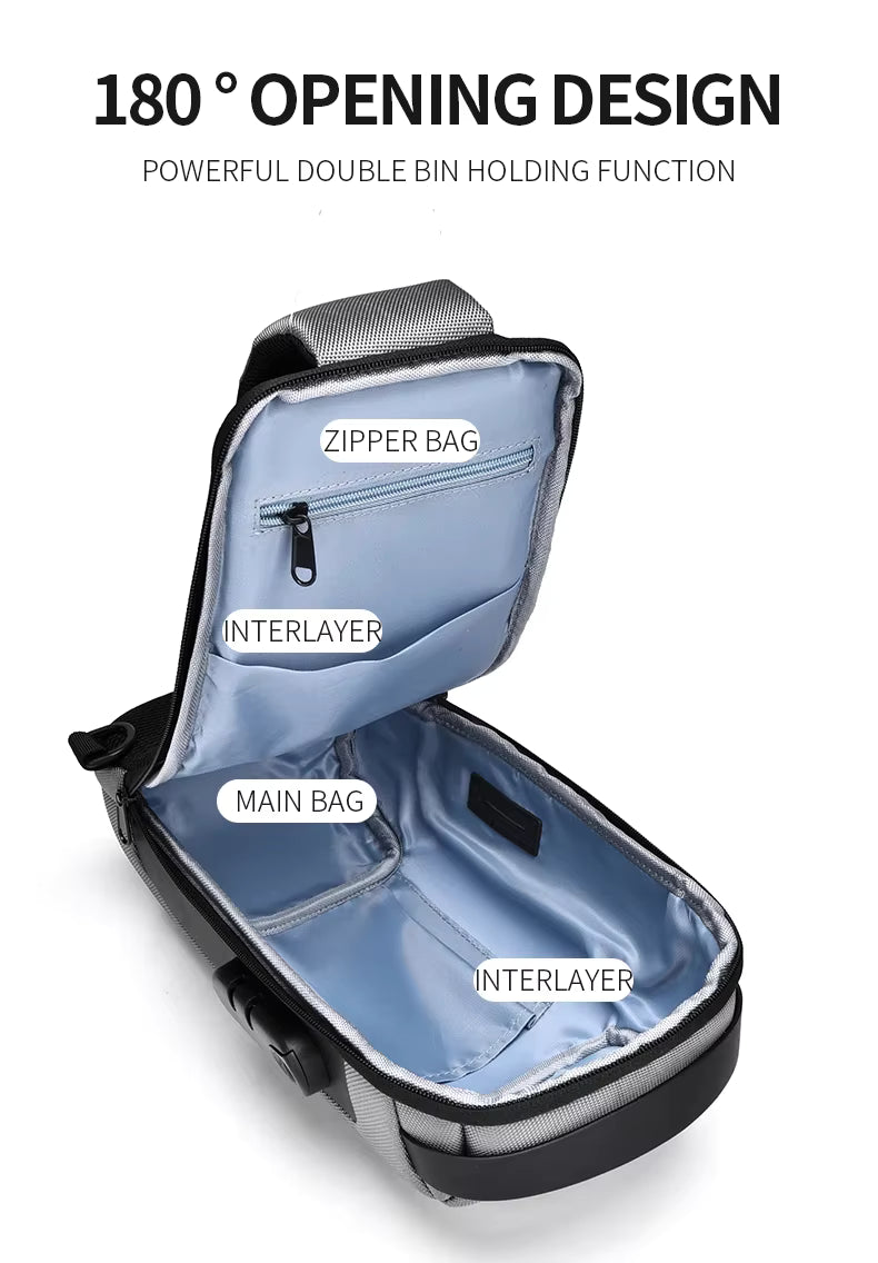 WEIXIER Smart Anti-Theft Crossbody Bag – USB Charging Sling Pack for Modern Travellers