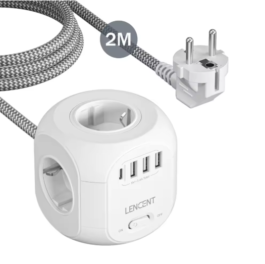 LENCENT PowerCube Pro — 8-in-1 Smart Charging Hub (2M and 3M Cable)