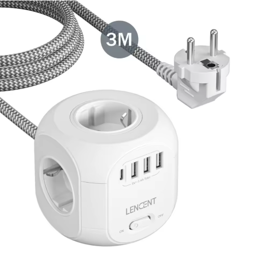 LENCENT PowerCube Pro — 8-in-1 Smart Charging Hub (2M and 3M Cable)