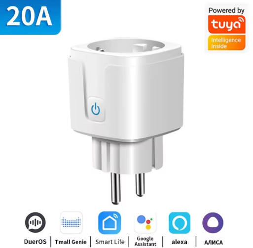 TNCE TUYA Smart Plug Wi-Fi or Zigbee 3.0 EU Socket (16A / 20A) — Power Monitor and Voice Control