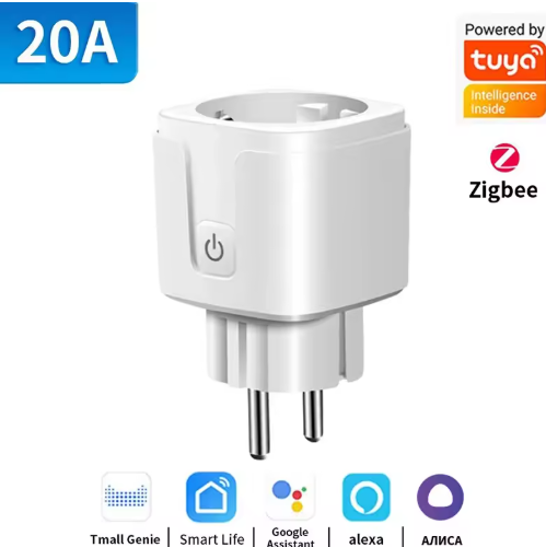 TNCE TUYA Smart Plug Wi-Fi or Zigbee 3.0 EU Socket (16A / 20A) — Power Monitor and Voice Control