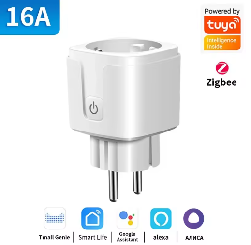 TNCE TUYA Smart Plug Wi-Fi or Zigbee 3.0 EU Socket (16A / 20A) — Power Monitor and Voice Control