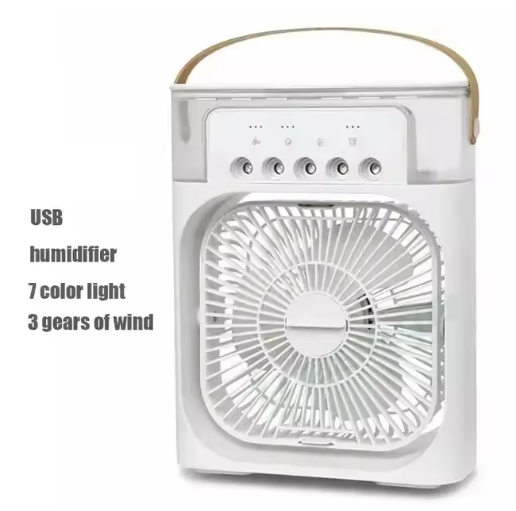 Portable 3-in-1 Air Cooler & Humidifier Fan – USB, LED Light & Smart Cooling Design
