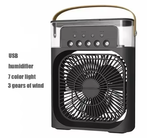 Portable 3-in-1 Air Cooler & Humidifier Fan – USB, LED Light & Smart Cooling Design